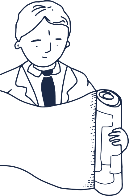 man reading scroll illustration