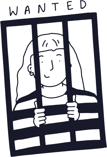 girl behind bars wanted illustration