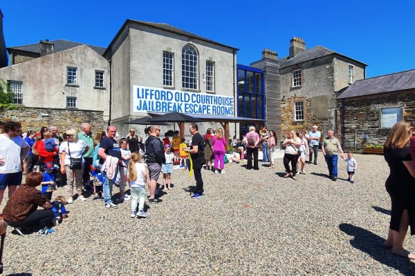loads of people gathered at Lifford Old Courthouse loads of people gathered at Lifford Old Courthouse