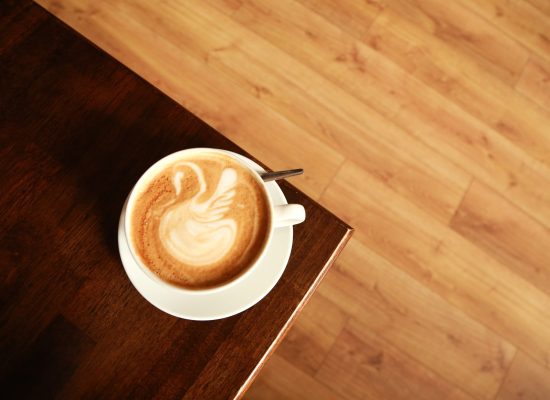 LIFFORD COURTHOUSE-103 aerial shot of coffee with latte art of swan