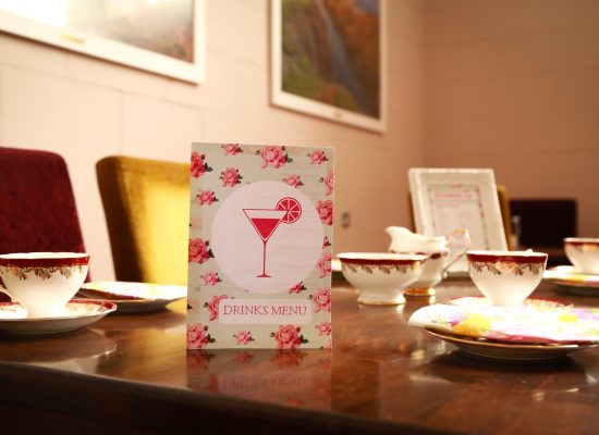 LIFFORD COURTHOUSE-104 table set with drinks menu