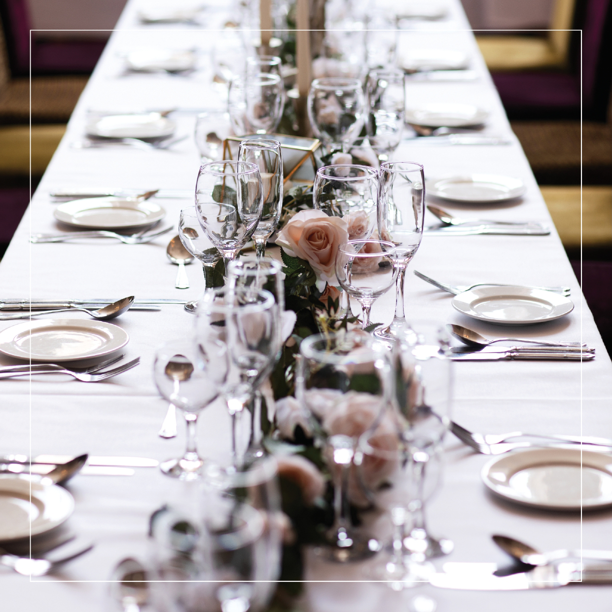 Wedding table set at Lifford Courthouse